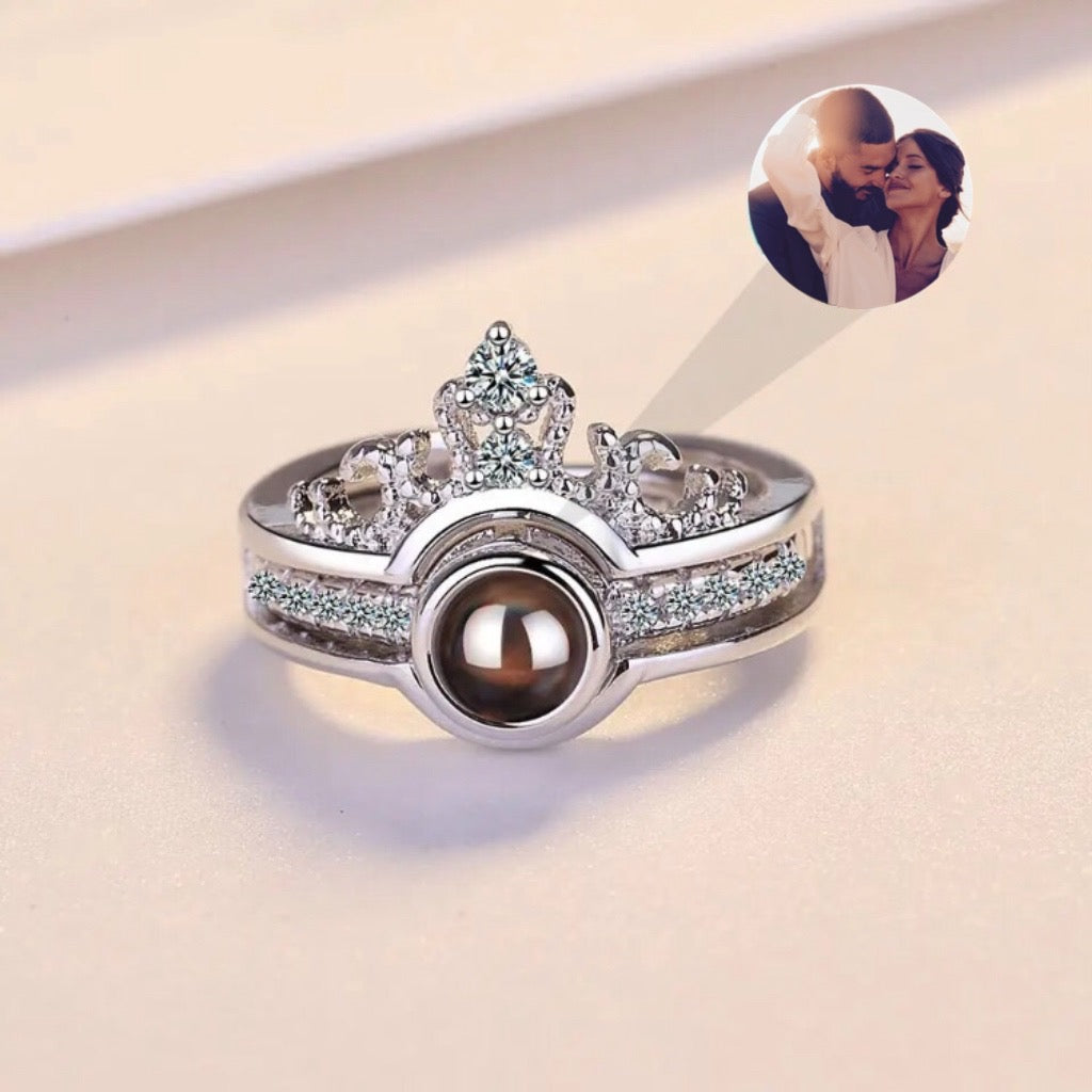 Personalized Circular Crown Photo Ring Adjustable