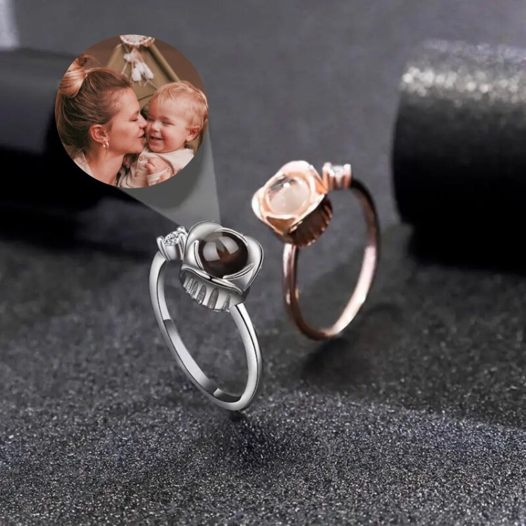 Personalized Circular Photo Ring Adjustable