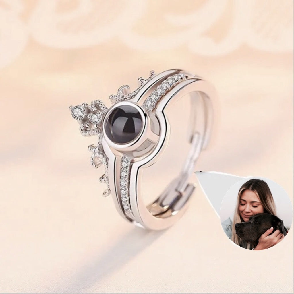 Personalized Circular Crown Photo Ring Adjustable