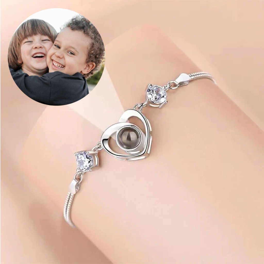 Personalized Heart Sparkling Photo Bracelet