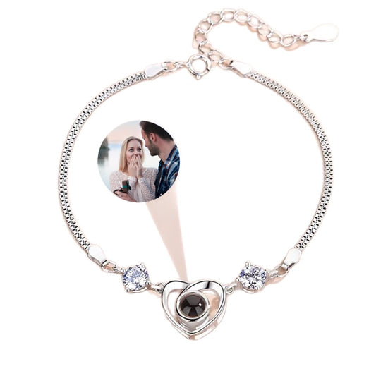 Personalized Heart Sparkling Photo Bracelet