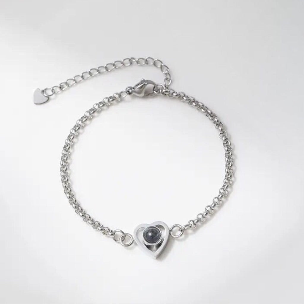 Personalized Heart Chain Photo Bracelet