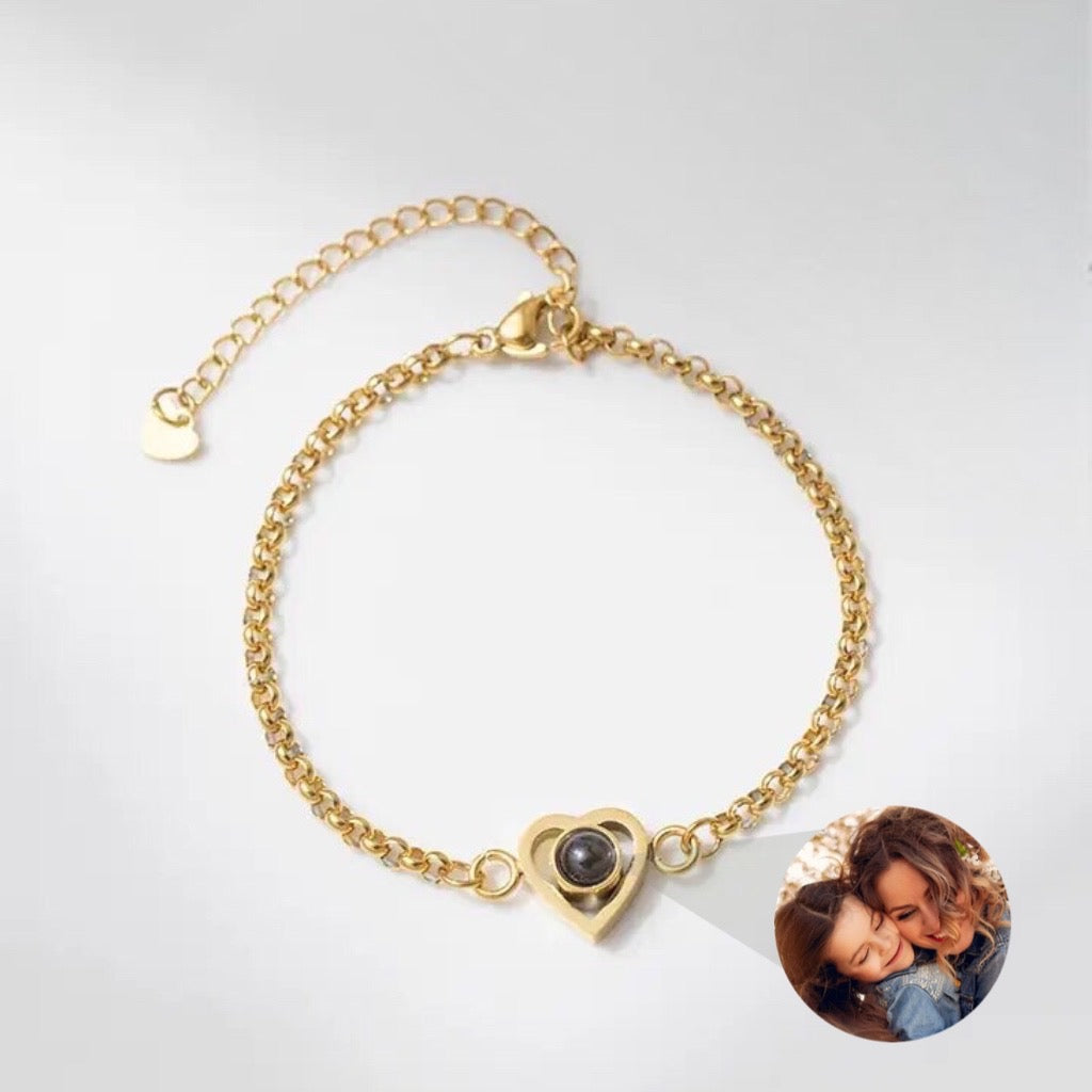 Personalized Heart Chain Photo Bracelet