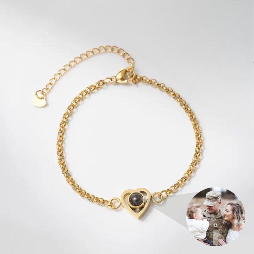 Personalized Heart Chain Photo Bracelet