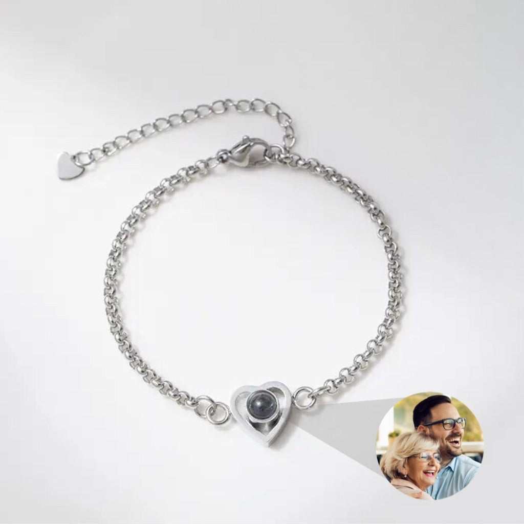 Personalized Heart Chain Photo Bracelet