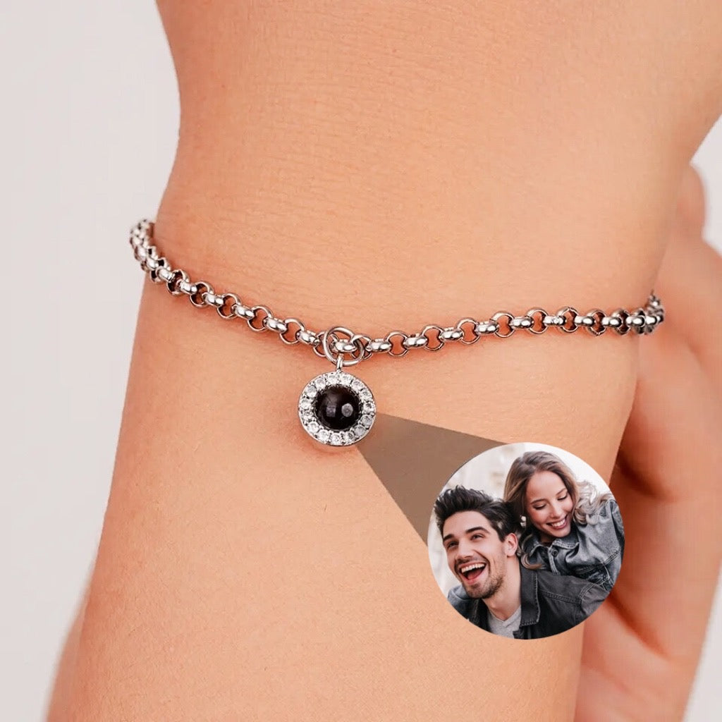 Personalized Sparkling Circle Photo Bracelet