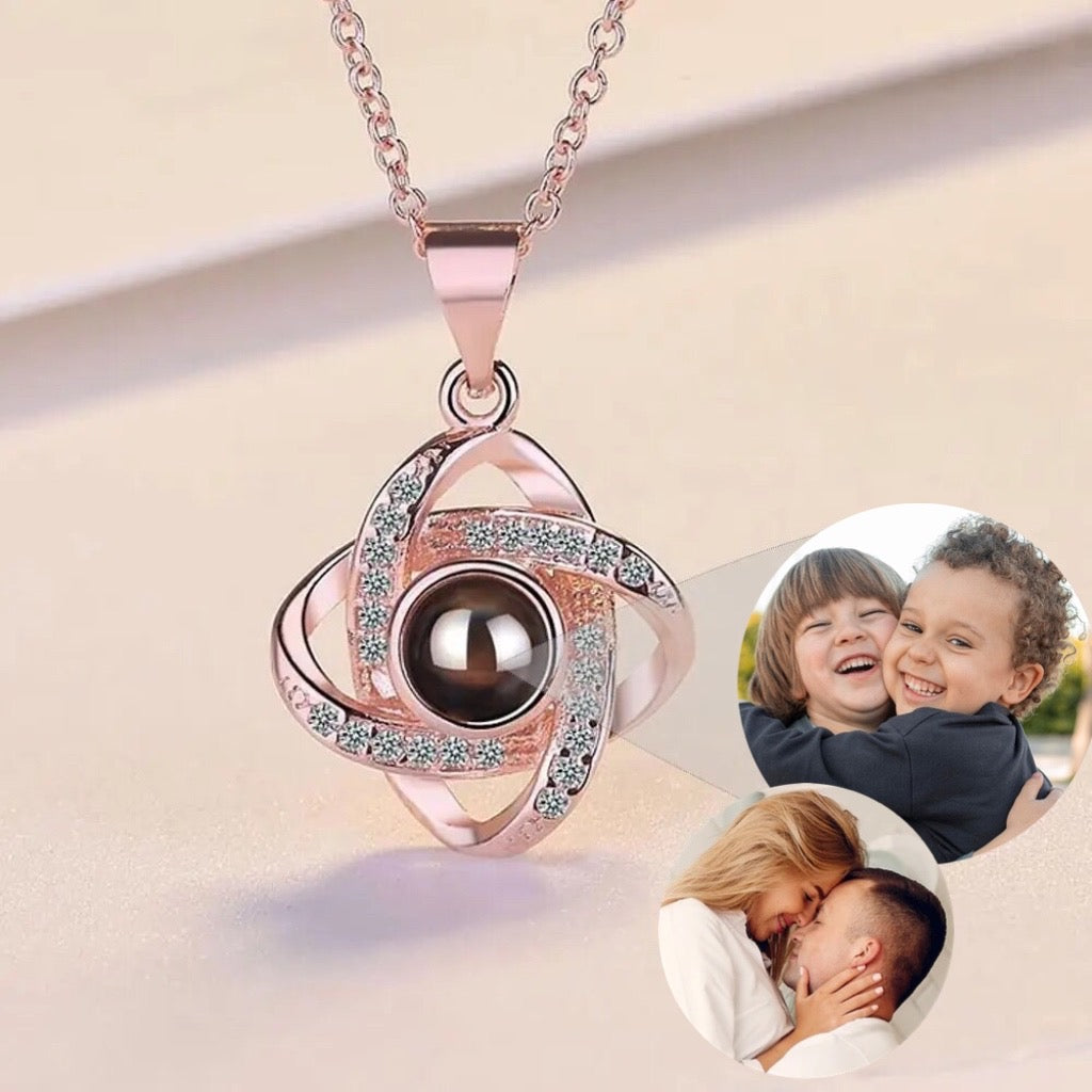 Personalized Sparkling Circles Photo Necklace