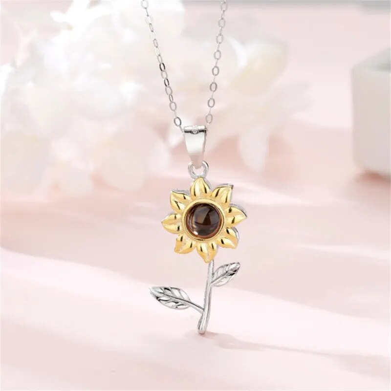 Personalized Flower Photo Necklace